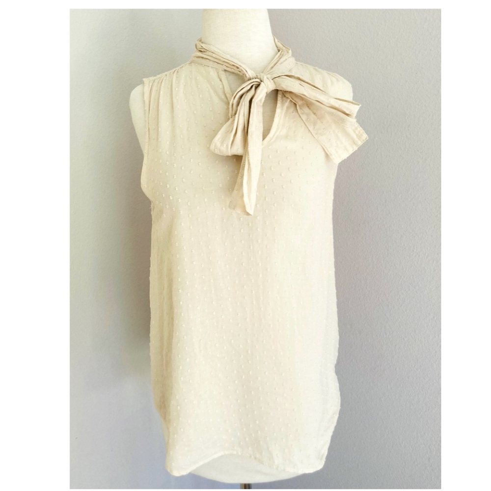 Steven Alan Swiss Dot Sleeveless Top with Collar Tie • Small